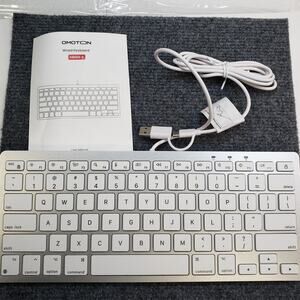 Wired Keyboard. Slim Silver. USBC/USB Connect. KB066-A Omoton. Ergonomic